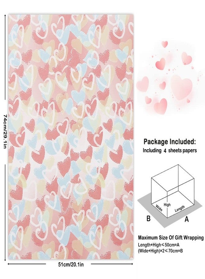 Geluode Valentine's Day Wrapping Paper, Love Heart Wrapping Paper, Pink Blue Gift Wrap Paper, 4 sheets 20x28 inches per sheet, Gift Wrap for Valentines Day, Lover Birthday, Wedding, Anniversary, Mother's Day - Image 2